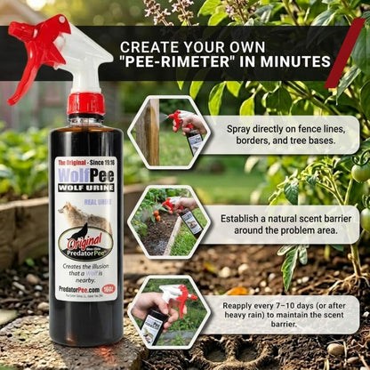 PredatorPee Wolf Urine, Territorial Marking Scent, Creates Illusion that a Wolf is Nearby, Natural Coyote and Fox Deterrent, 16oz