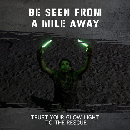 12 Ultra Bright Emergency Glow Sticks - Individually Wrapped Long Lasting Industrial Grade Glowsticks for Survival Gear, Camping Lights, Power Outages and Military Use (Green)