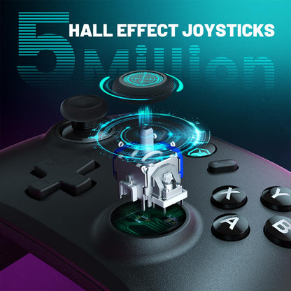 ECHTPower Wireless PC Gaming Controller - Hall Effect Joystick, 2.4G & Wired 1000Hz Polling Rate, 800mAh Battery, Adjustable Turbo/Vibration - for PC/Switch/iOS/Android