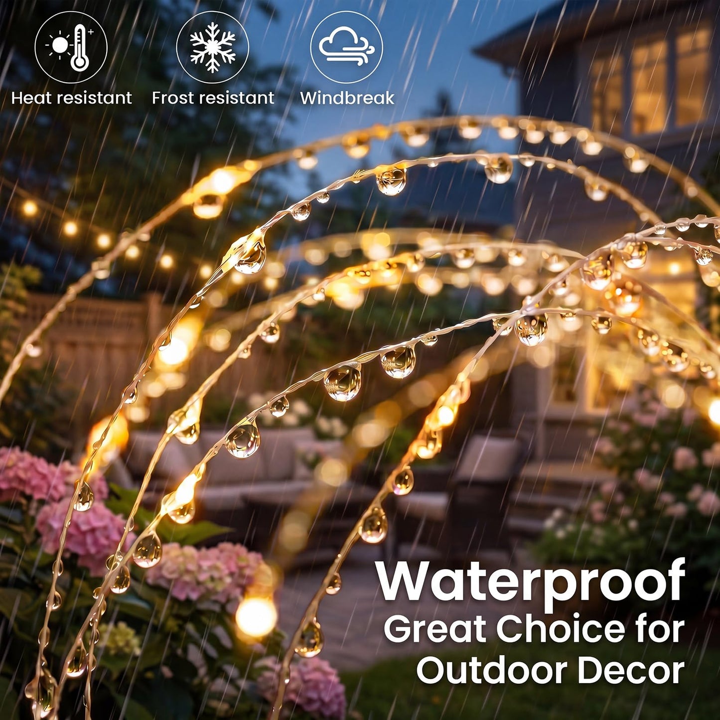 btfarm 2 Pack Solar Garden Lights Outdoor 8 Modes, 120 LED Firework Lights Solar Powered, Waterproof Twinkle Fairy Light Outside for Yard Pathway Lawn Pool Patio Christmas Decorative, Warm White