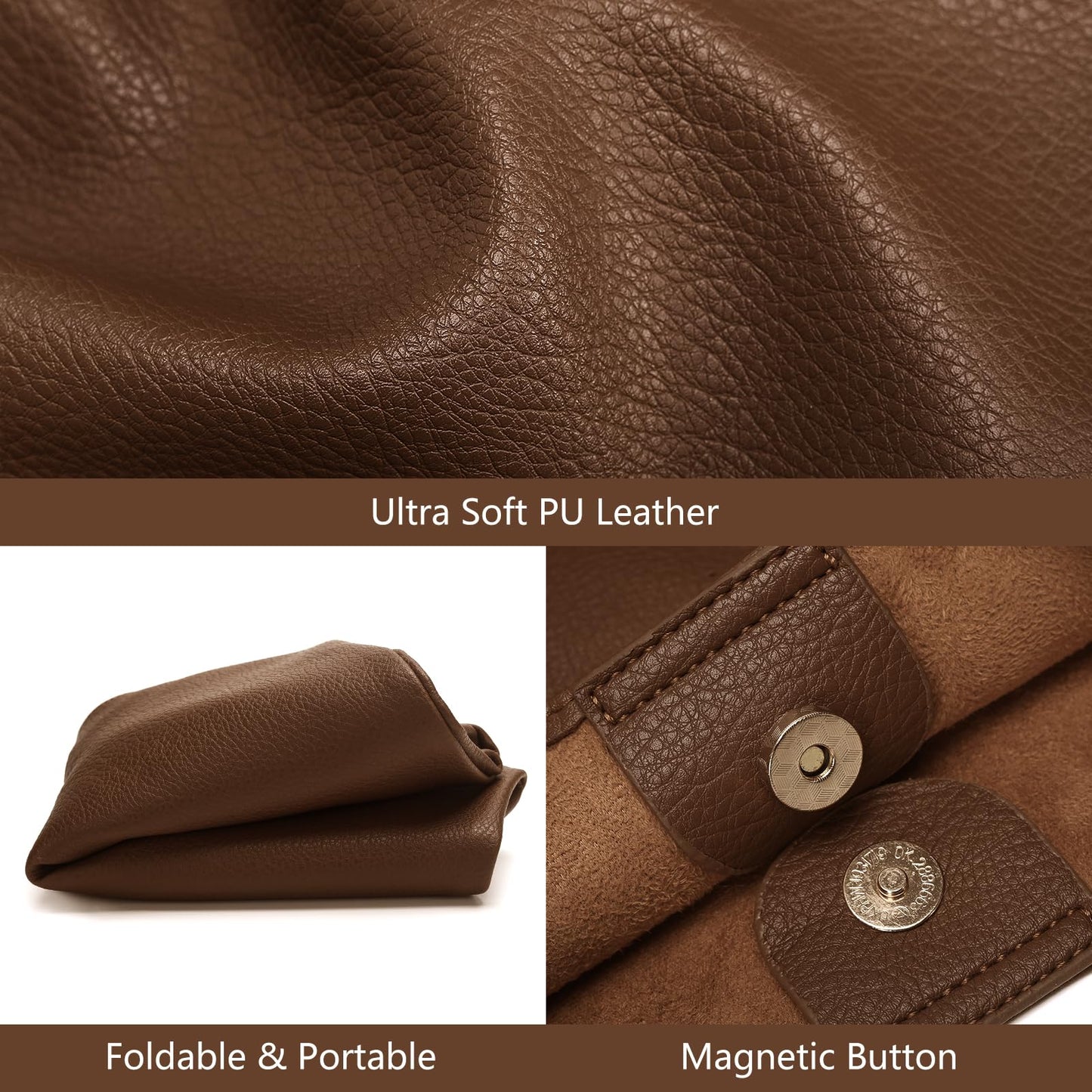 Pelimoo Hobo Bags for Women, Soft Vegan Leather Shoulder Handbags, Slouchy Tote Purses for Work, Travel, School (Coffee)
