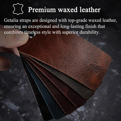 Getalia leather Watch Band Foldover Clasp Retro Oil wax Genuine Leather,18mm 19mm 20mm 21mm 22mm Quick Release Replacement Watch Straps for Men and Women (Brown Band Width-20mm)