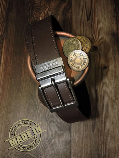 Levi Strauss Signature - Premium Leather Reversible Belt for Men for Jeans, Work, Dress & Casual pants | Cinturon Para Hombre (Brown/Black/Stitch Creased Edge, 36)