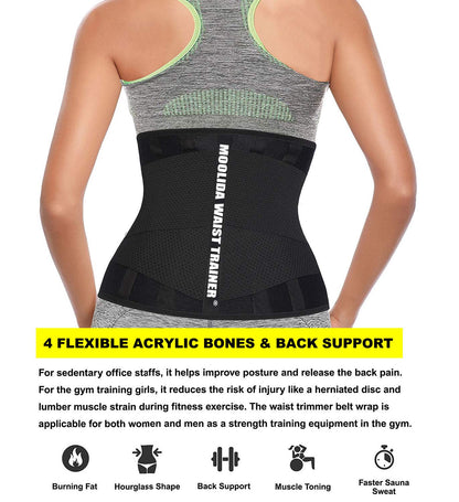 Moolida Waist Trainer for Women Waist Trimmer Workout Fitness Back Support (Hotpink,Small)