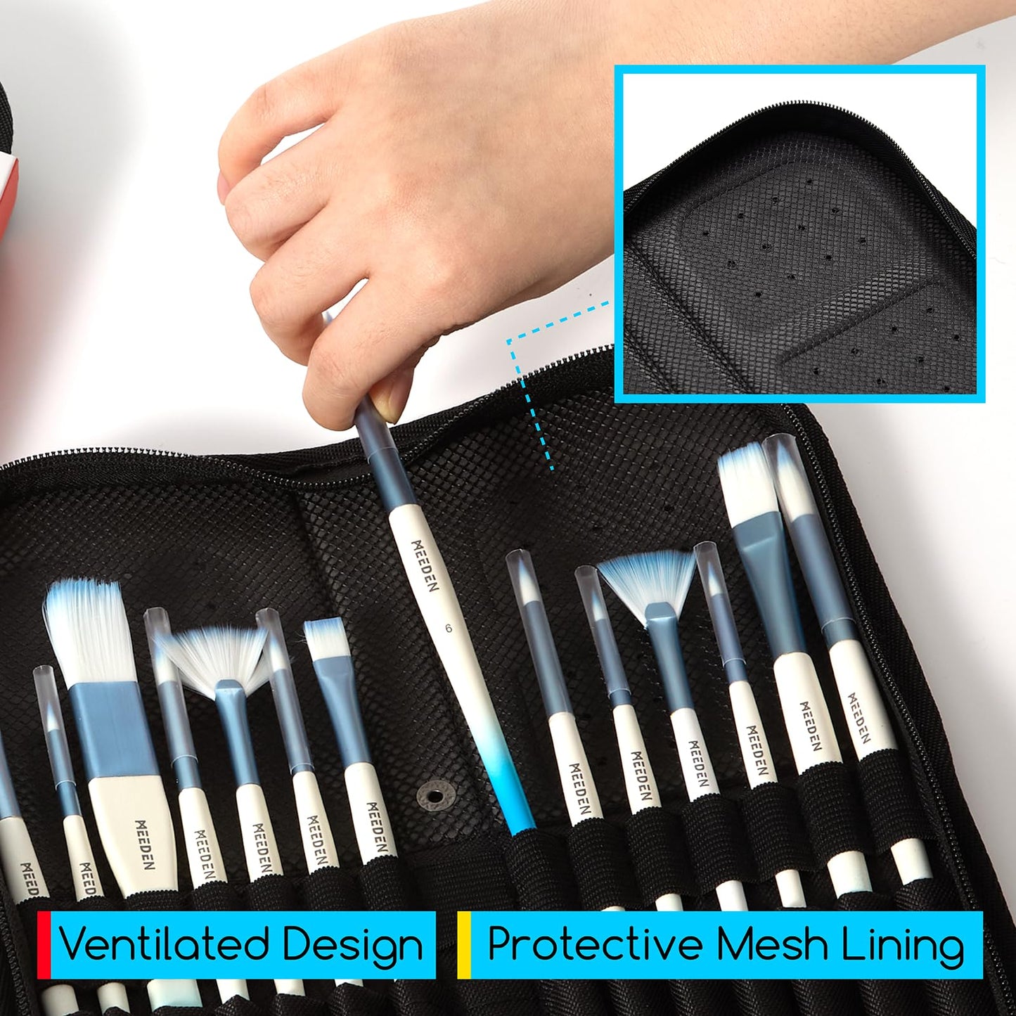 MEEDEN Paint Brush Holder, 11.5 X 10 Inch Zippered Painting Brush Case, Organization and Storage Bag for Artist Paint Brush (Brushes NOT Included)