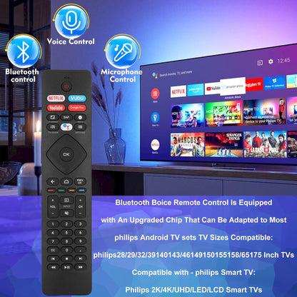 Voice Remote Control for phillips Voice TV Replacement. Universal Remote Control for Philip 4K UltraHD Smart Android TV with Google Assistant. for Philips 43" 50" 55" 65" 75" Class 5704 5504 5604 5806