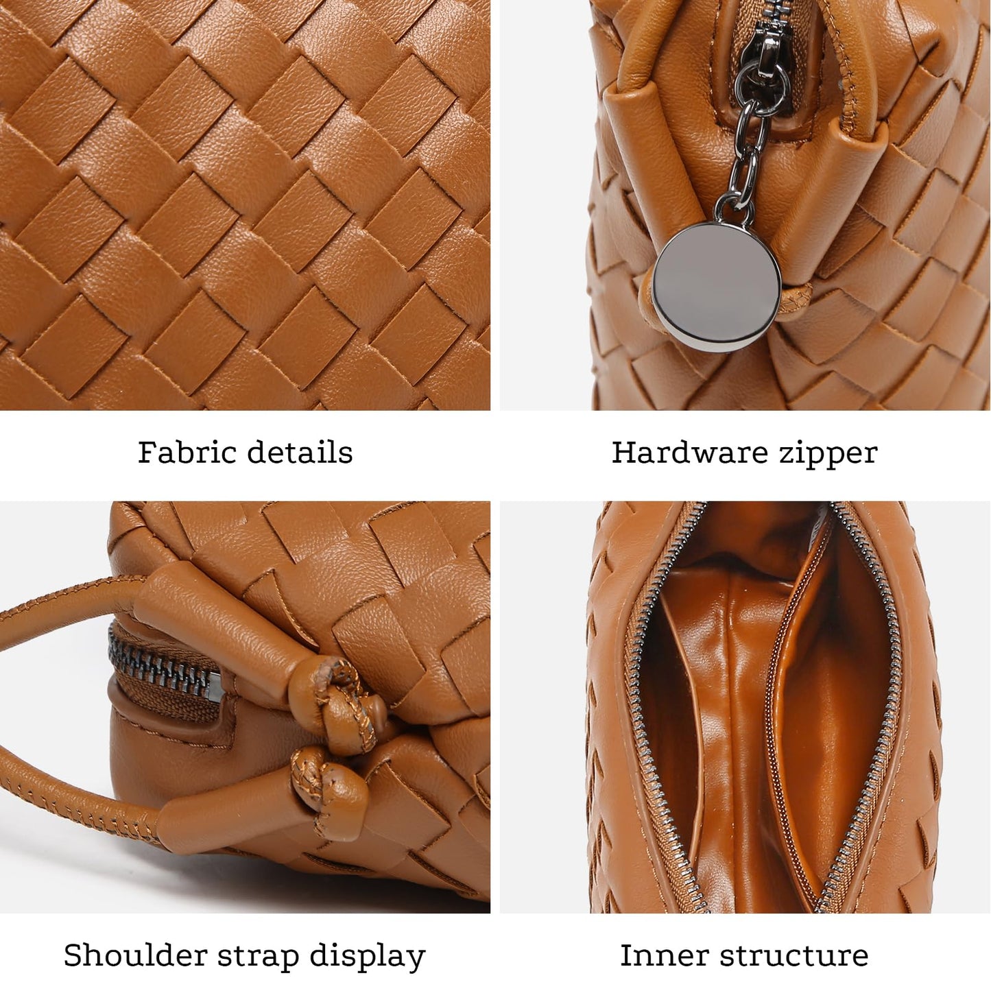 swinsack Small Woven Leather Crossbody Bag, Mini Crossbodybag for women,Vegan Leather Purse Clutch Shoulderbag Handbag