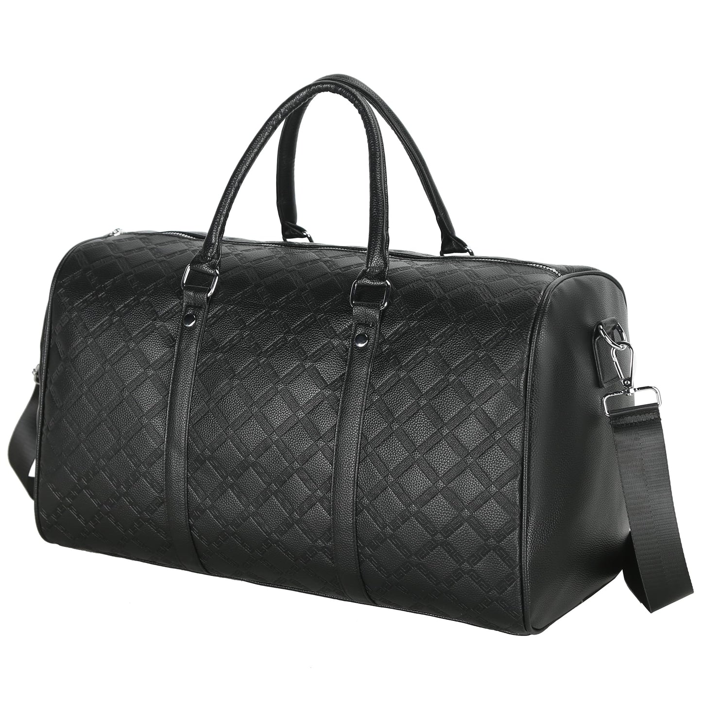 Vegan Leather Gym Duffle Bag for Travel, Sports, Fitness & Workout, Large Overnight Weekender Bag for Men & Women