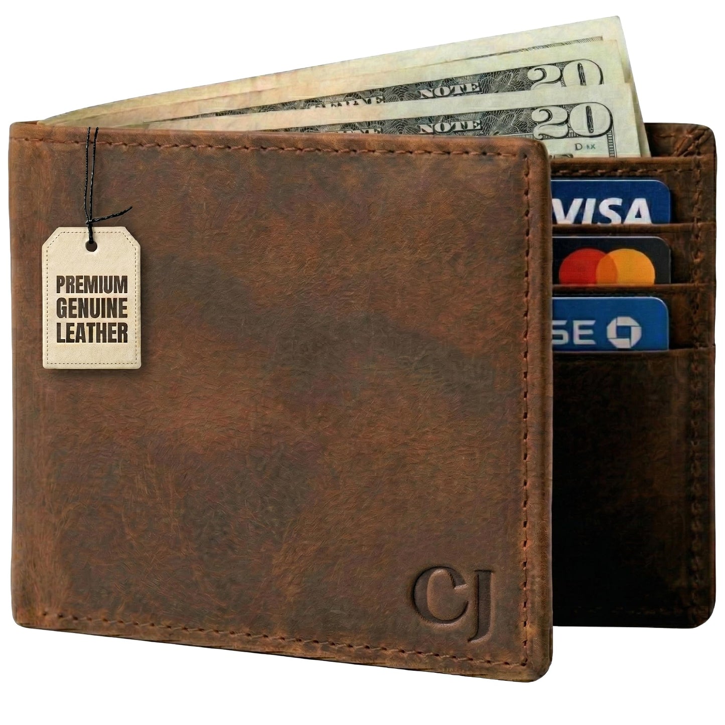 Cuir Jackets Top Grain Leather Wallet for Men | RFID Blocking Genuine Leather Wallets for Men | Secure and Durable Extra Capacity Bifold Wallet with 2 ID Windows and Upto 9 Card Slots (Brown)