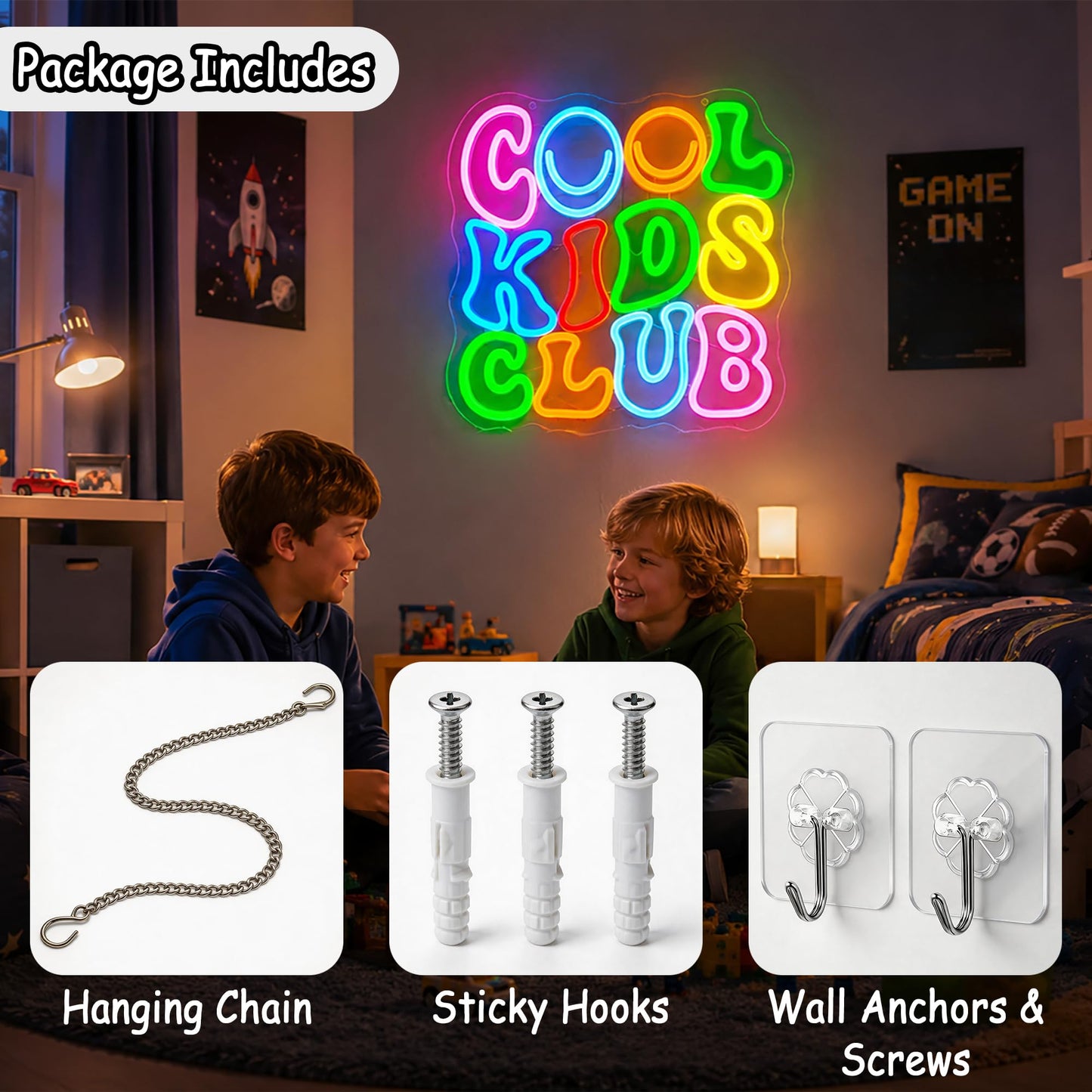Whfobfe Pink&Green Neon Sign Led Neon Lights Signs for Wall Decor USB Powered Led Signs for Room Decoration-Cool Kids Club