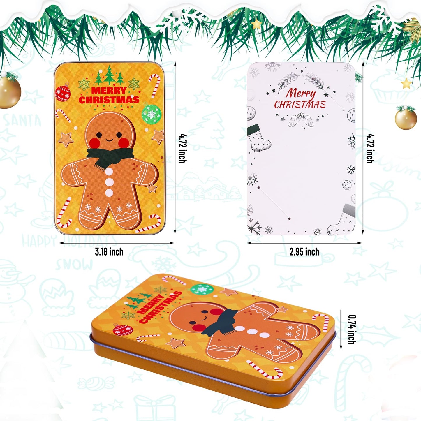 MGparty 24 PCS Christmas Gift Card Tin Boxes with Lids, Small Metal Holiday Gift Card Holders for Candy Cash Jewelry, Bulk Xmas Stocking Stuffers & Christmas Party Favor Gift Set