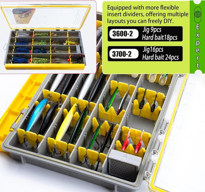 Deluxe Fishing Tackle Box - Waterproof 3600 & 3700 Organizer with 2 Type Dividers | Multi-Purpose Storage Solution