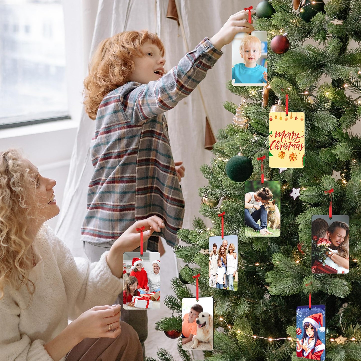 Personalized Family Christmas Ornaments with Photo - Custom Picture Text Ornaments for Christmas Tree 2026, Customized Wood Xmas Tree Decor for Couple, Mom, Dad, Friends, Loves