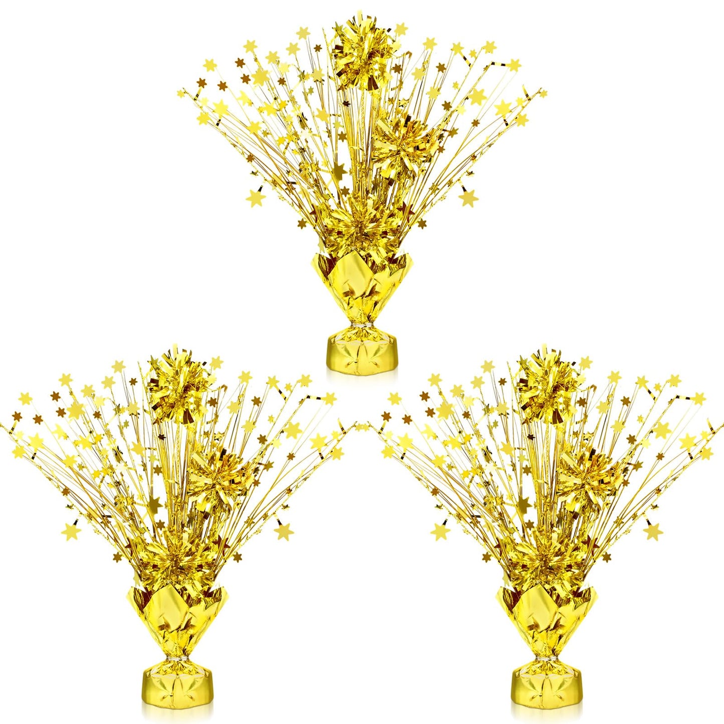 Capoda 3 Packs Metallic Foil Spray Centerpiece Gold Star Table Decoration Glitter Burst Centerpieces Decor for Birthday Wedding Holiday Anniversary Graduation Home Party Table Decor Supplies