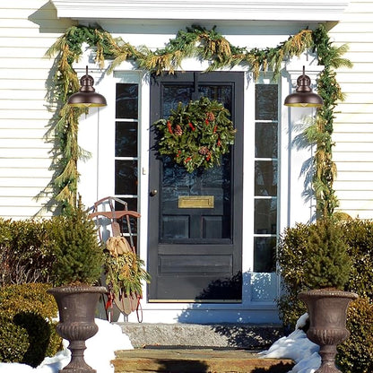 Dusk to Dawn Outdoor Gooseneck Barn Lights Outdoor Wall Sconces Farmhouse Exterior Wall Mount Light Vintage Outside Lighting Fixture Industrial Bronze Lantern for Porch Garage Shed Patio, 2 Pack