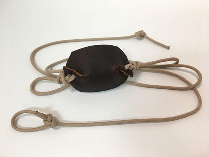 Desert Sand Paracord and Leather Cupped Pouch Shepherd Sling Handmade by David The Shepherd