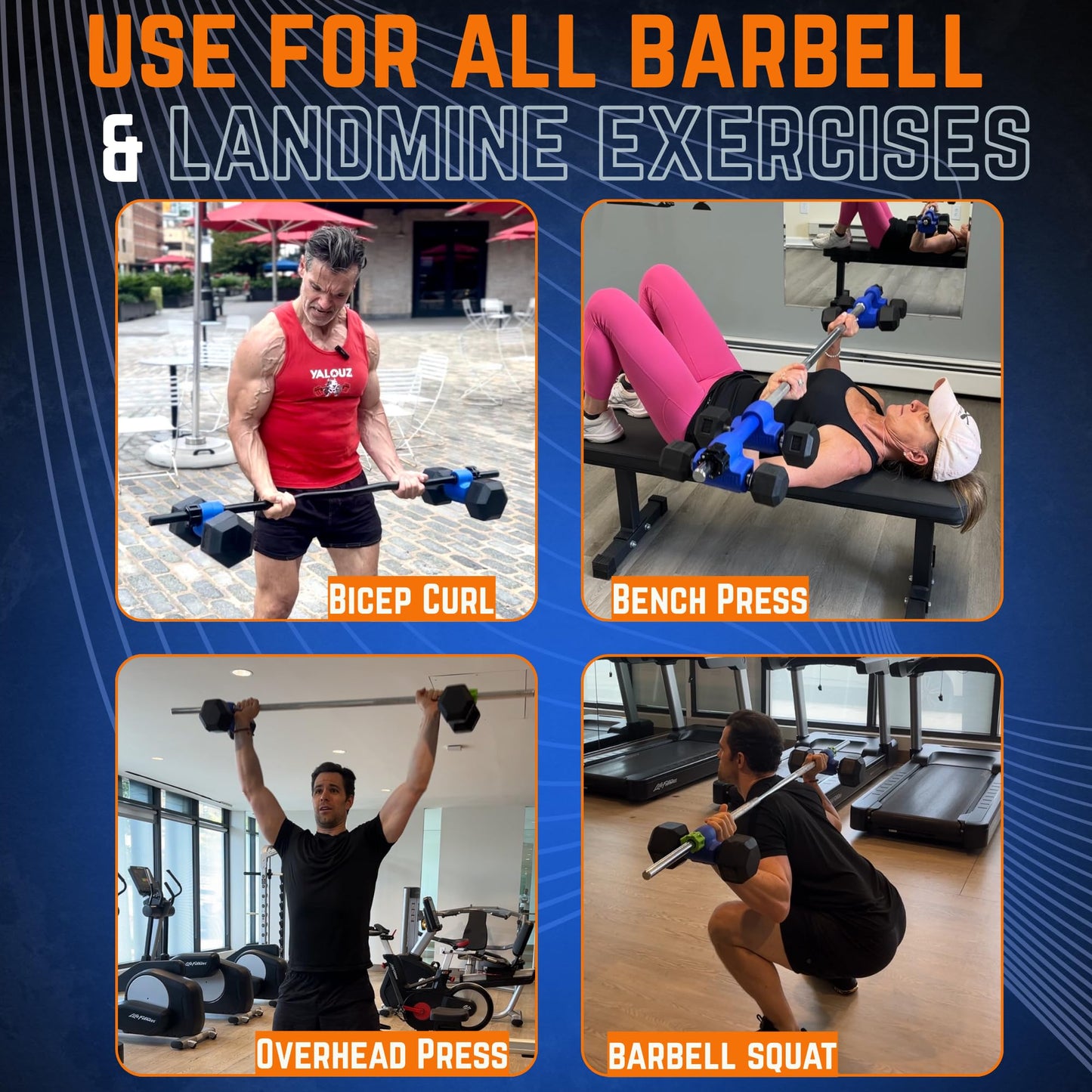 Dualbell Dumbbells to Barbell Converters- Quick Setup Dumbbell Connectors, 500lb Capacity Barbell Adapters, Secure Fit, Quick Setup, Fits 1" Bars, Home Gym Equipment, Black Superset w/Yellow Collar
