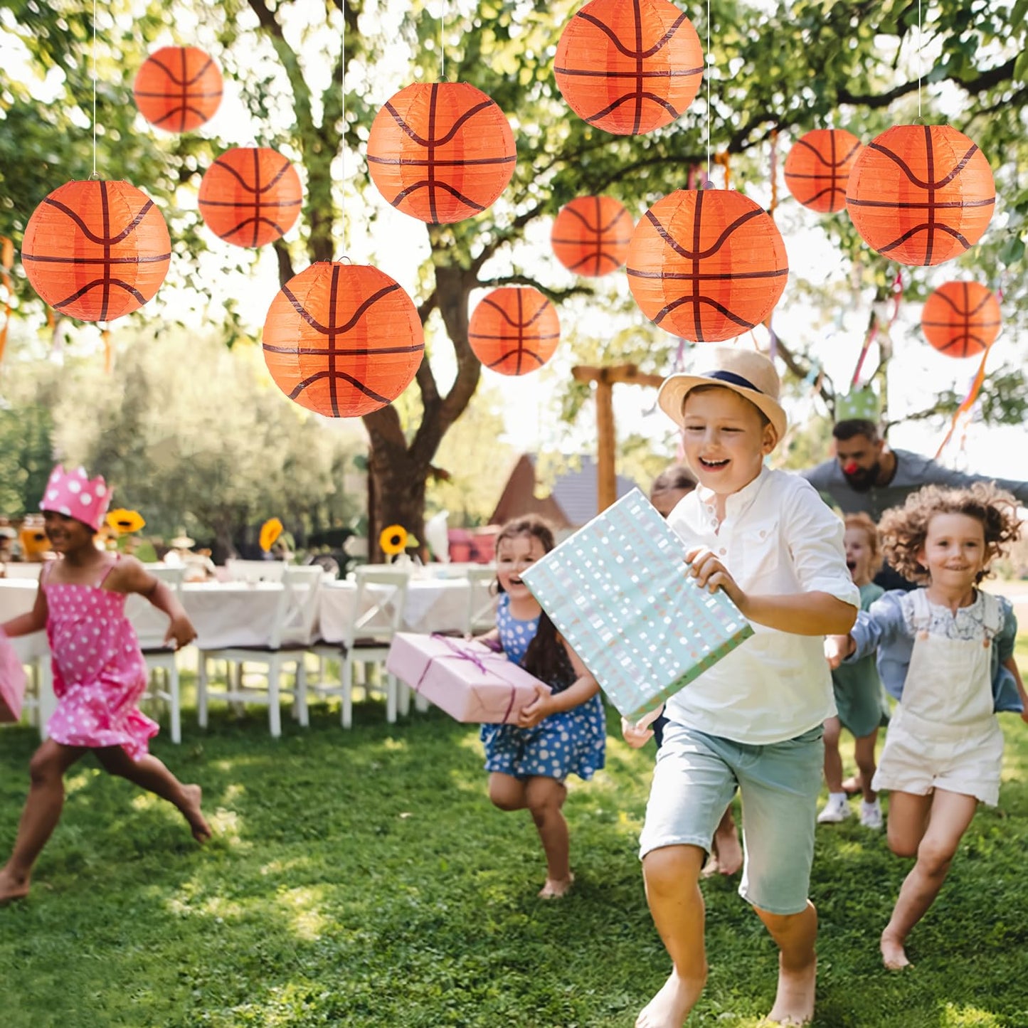 Easy Joy 8 Inch Basketball Party Decorations Basketball Lanterns Basketball Paper Lanterns Basketball Hanging Lanterns Creative Football Party Decorations