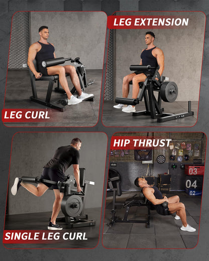 GarveeLife Leg Extension and Curl Machine, 700LBS Capacity Leg Extension Machine, Adjustable Leg Curl Machine, 4-in-1 Leg Workout Machine, Home Gym Weight Machine for Lower Body Exercise, Black