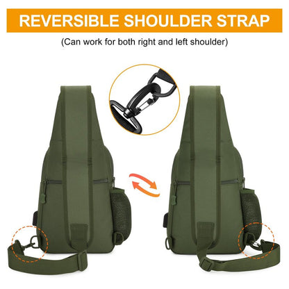 HUNTVP Tactical Sling Bag Crossbody Bag for Men Women EDC Shoulder Bags Molle Sling Backpack Chest Pack for Hiking Hunting Travelling Camping (Type3-Army Green)