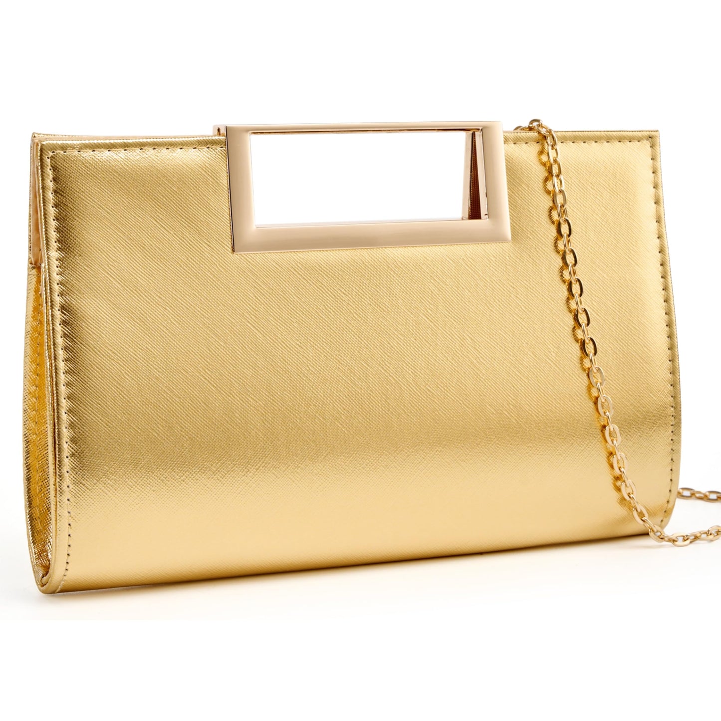 Gurina Evening Clutch Purses for Women Formal Party Clutch Bags Cocktail Prom Fashion PU Leather Shoulder Handbags (BO62 Deep Gold)