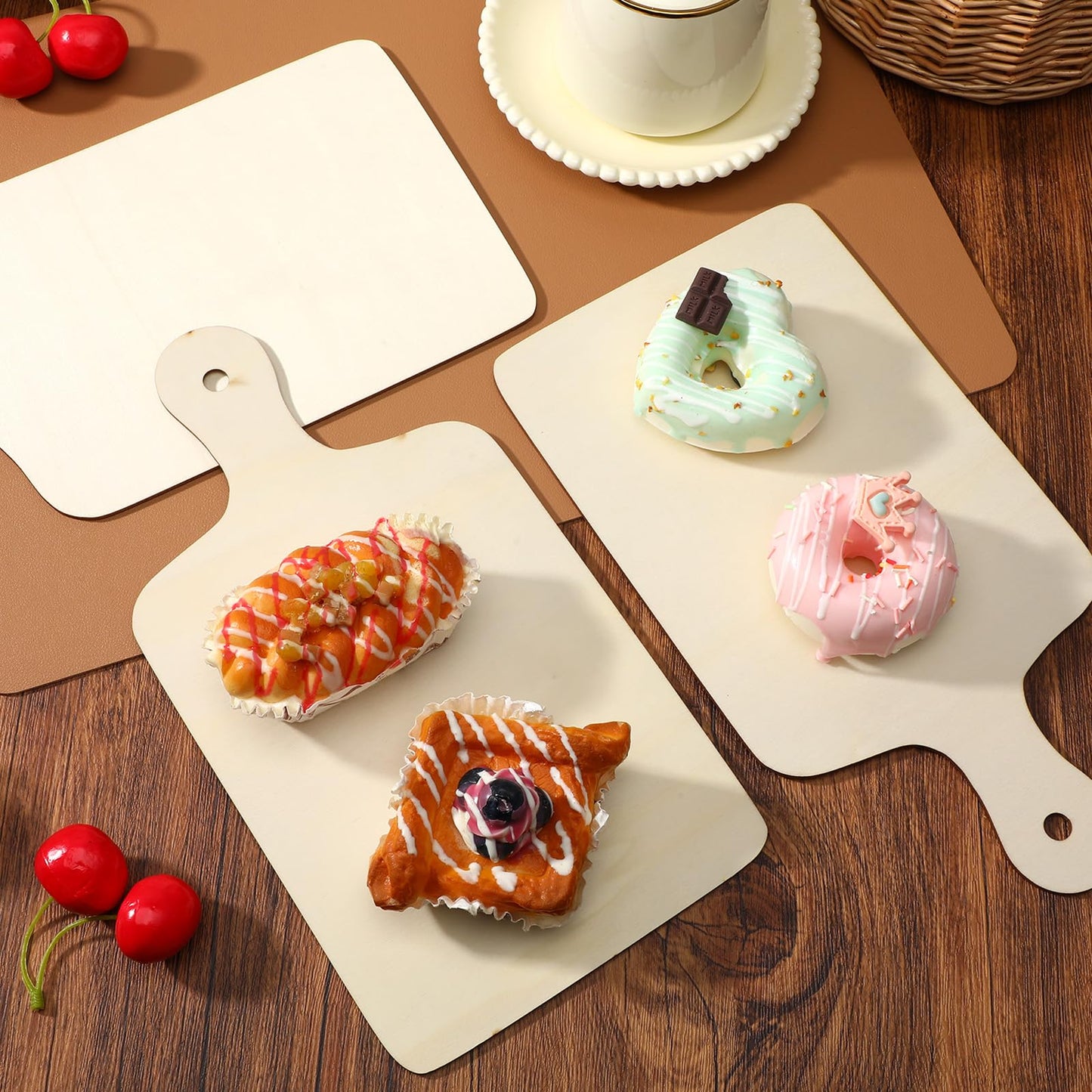 24 Pcs 11.8 x 6.3 Inch Large Unfinished Wooden Cutting Boards with Handles Charcuterie Boards for DIY Crafts, Kitchen Serving, Christmas Thanksgiving Decor