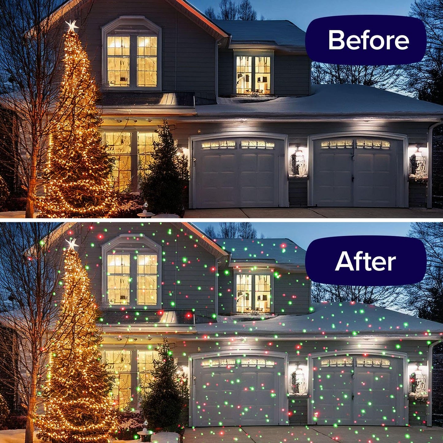 Star Shower Ultra 9 Outdoor Christmas Laser Holiday Projector with Remote, 2 Pack, w/ 9 Unique Patterns, Showers Home w/Thousands of Lights, 3 Color Combinations, Up to 3200 Sq Ft