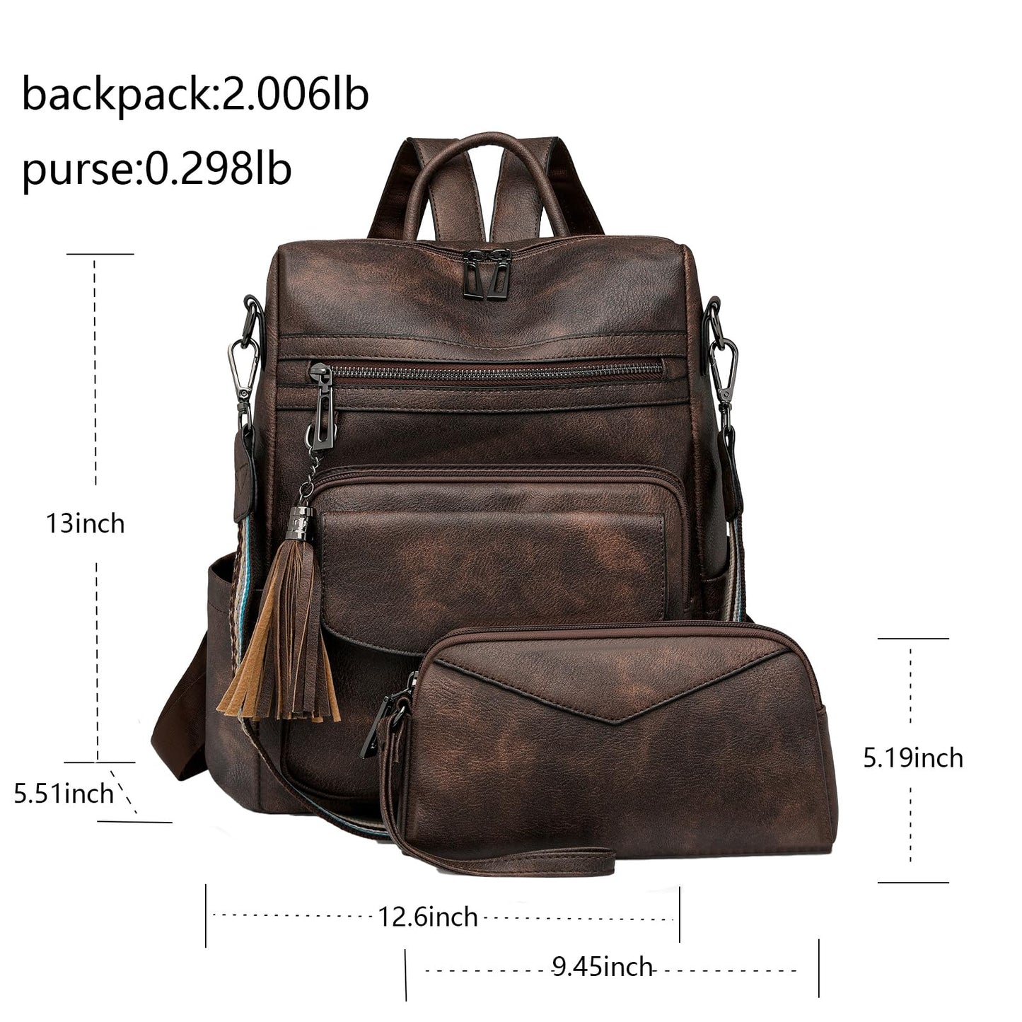HGWSSY Womens Fashion Backpack Purse for Women Leather Multipurpose PU Ladies Shoulder Bag Travel bag Satchel Handbags (coffee)