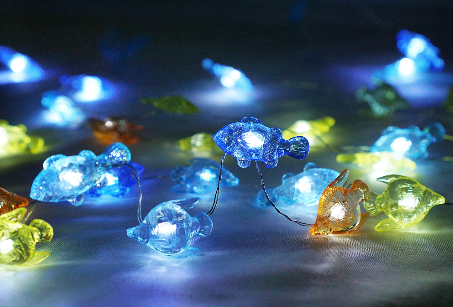 Cynzia Beach Ocean Fishes String Light, 40LED Decoration Lights USB Plug in with 8 Modes Remote Control, Waterproof Fairy Lights for Bedroom Party Outdoor Wedding Holiday Christmas