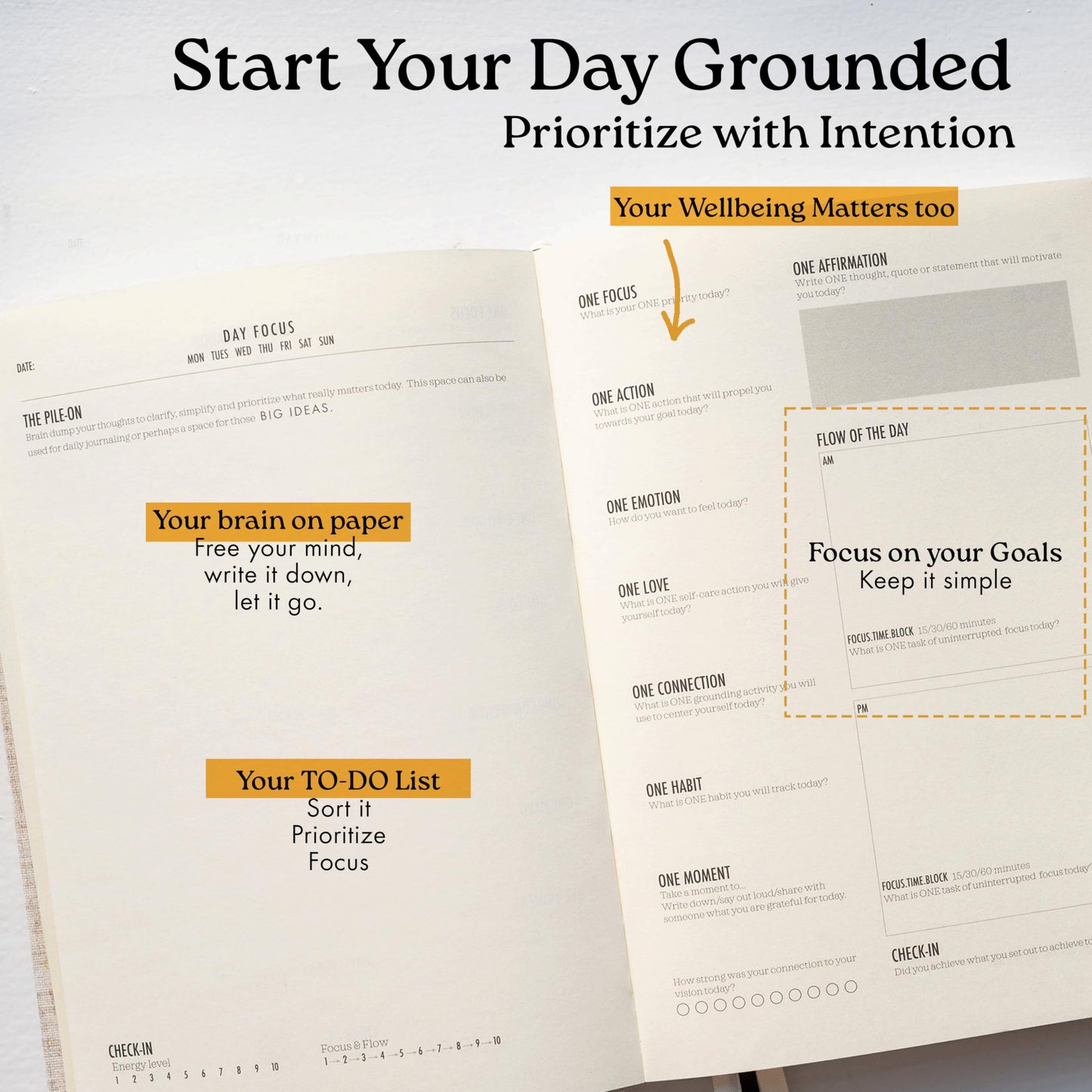 Daily Focus Planner: 90-Day Undated Goal Journal, Vision Mapping, Prioritize To-Do Lists, Wellness, Monthly, Weekly, Daily Goal Setting, Gratitude, Habit Tracking, Gift for Men and Women with ADHD, Neurodivergent Adults, 2026 Productivity, A5, Linen