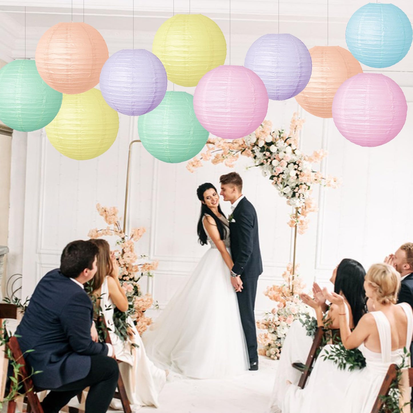 Macaron Paper Lantern Decoration 12PCS 10 Inch Hanging For Classroom Baby Shower decoration Wedding Valentine's Day Graduation Anniversary Picnic Gathering Christmas Bridal Home Decor Party Decoration
