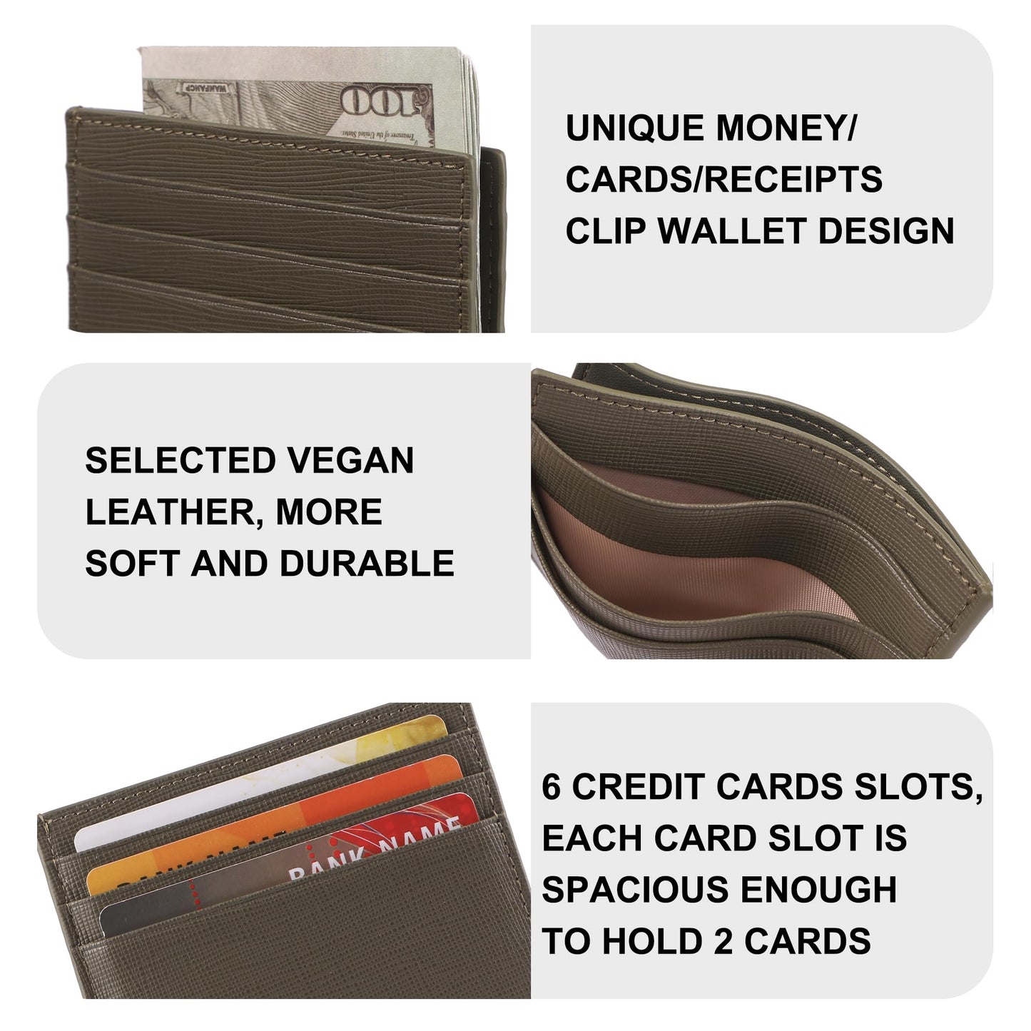 yiijay Credit Card Holder Slim Wallet Money Clip RFID Blocking Credit Card Case Thin Front Pocket Small Wallets for Women Men