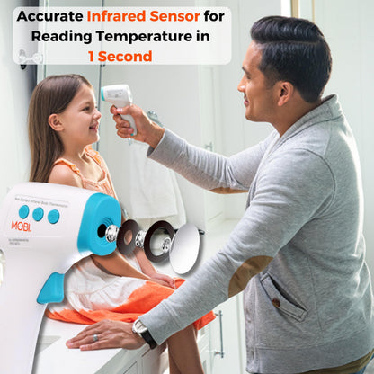 MOBI - Non-Contact Forehead Digital Thermometer with Object Temperature Mode - Touchless with High Fever Indicator - No Touch Thermometer for Baby, Kids, & Adults - Intrusive Free Readings
