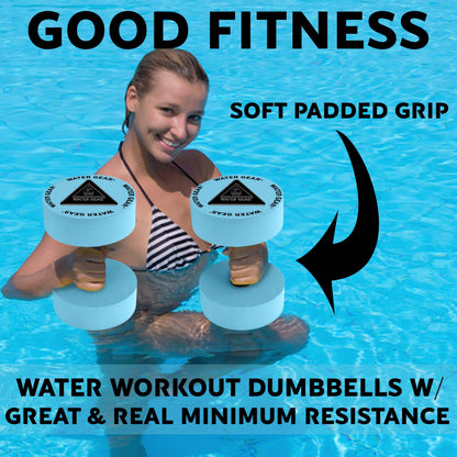 Water Gear Resistance Bells - Water Fitness and Pool Exercise - Intense Workout Without Added Stress - Easy on Joints (AQUA, 40% Resistance)