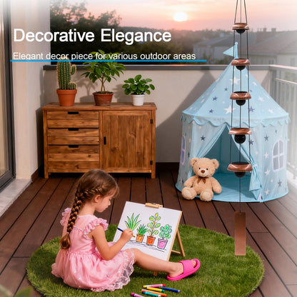 Wind Chimes for Outside with 5 Bell Unique Copper Musical Chimes Feng Shui Windchime for Home Garden Patio Porch Decor Gifts for Mom Grandma