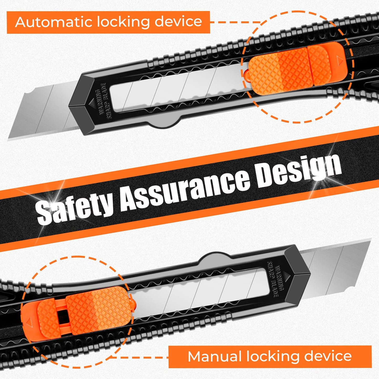 DIYSELF Box Cutter, 24 Pack Box Cutters Retractable Razor Blades Utility Knife Opener Safety Snap off Knives for Warehouse Pen Hobby Modeling Pencil Exacto Knife