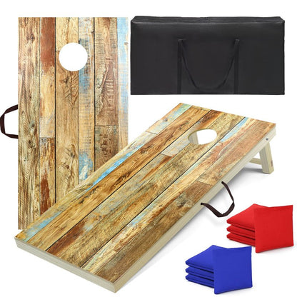 Solid Wood Cornhole Board Set，2 Regulation 4'x2' Cornhole Boards with 8 Cornhole Bags and Carrying Case, Corn Hole Games for Adults Outdoor Bean Bag Toss Game