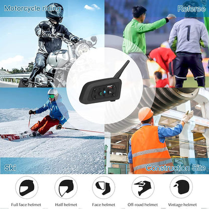 EJEAS V6 Motorcycle Bluetooth Headset, 2 Riders Motorcycle Intercom Helmet Communication System with Noise Reduction and Bluetooth 5.1 for Motorcycling Skiing and Climbing (1 Pack)