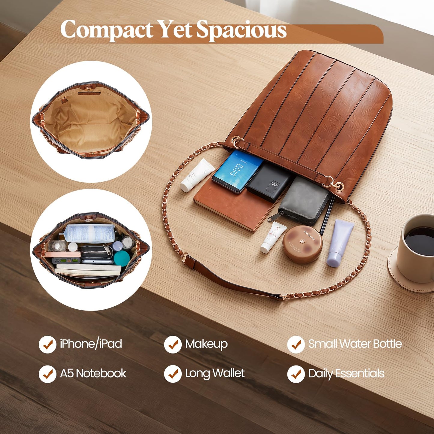 Vegan Leather Purses for Women, Faux Leather Handbags for Women, Bucket Purse, Top Handle Bag