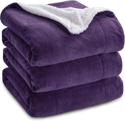 Bedsure GentleSoft Sherpa Fleece Blankets Queen Size for Bed - Thick and Warm Throw for Women, Soft Fuzzy Plush Queen Blanket for Winter, Purple, 90x90 Inches