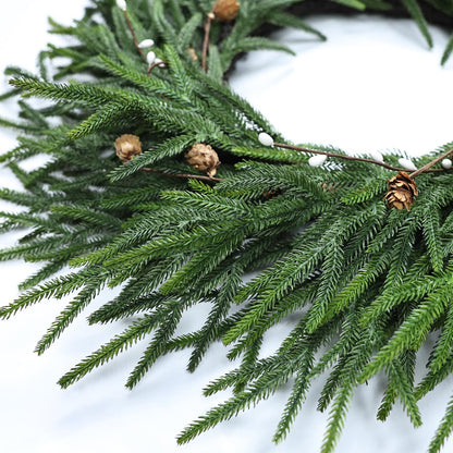 26 Inch Christmas Wreaths for Front Door Christmas Cypress Wreath,Real Touch Pine Wreath with White Berries Artificial Green with Pine Cones for Wall Window Porch