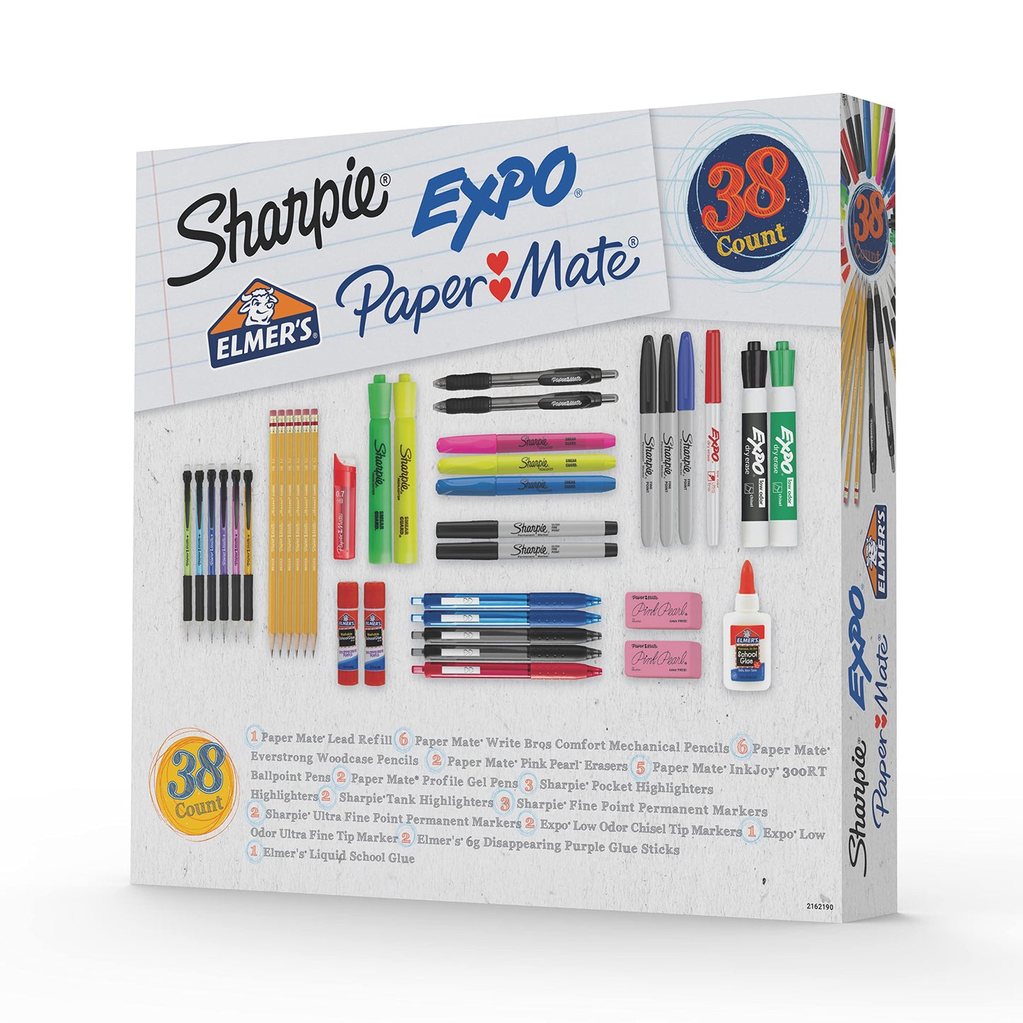 Sharpie School Supplies Kit Highlighters Mechanical Pencils Glue Sticks Erasers Permanent Markers Gel Pens Pencils School Glue and more from Sharpie Elmer’s Paper Mate & Expo 38 pieces