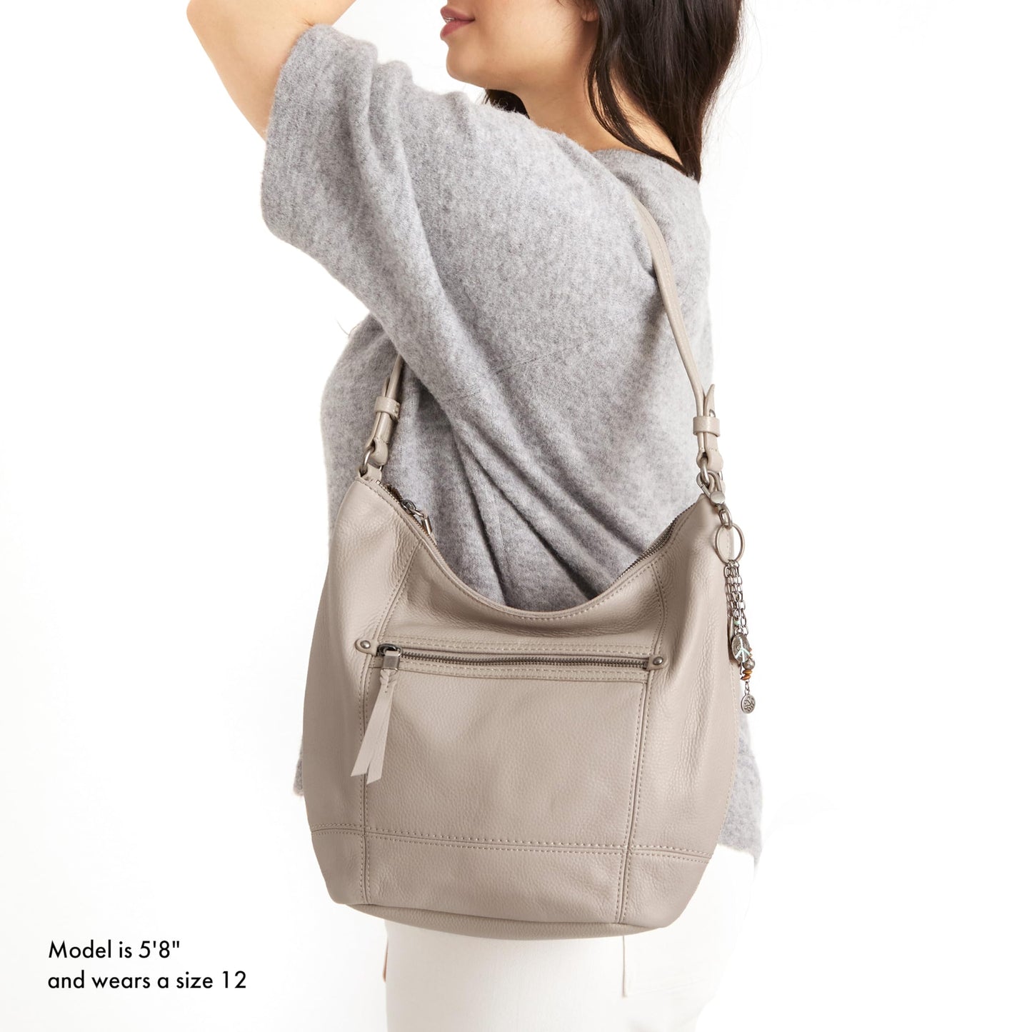 The Sak Sequoia Hobo Bag in Leather, Single Shoulder Strap, Sand