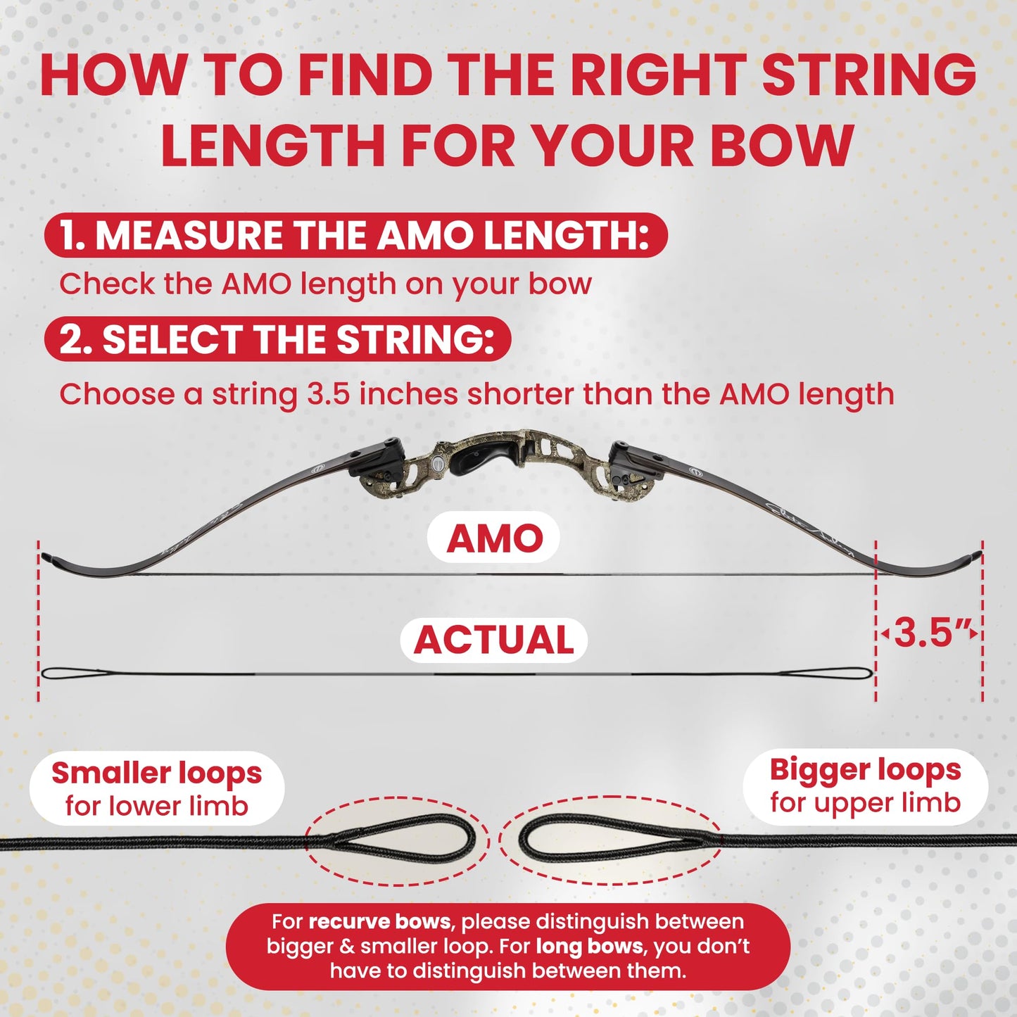 Legend Recurve Bow String - Dacron Bow String Replacement - Traditional Bowstrings - Recurve Bow Archery Accessories - Archery Equipment for Recurve Bows - Bowstring AMO 64 inch - 12 Strands