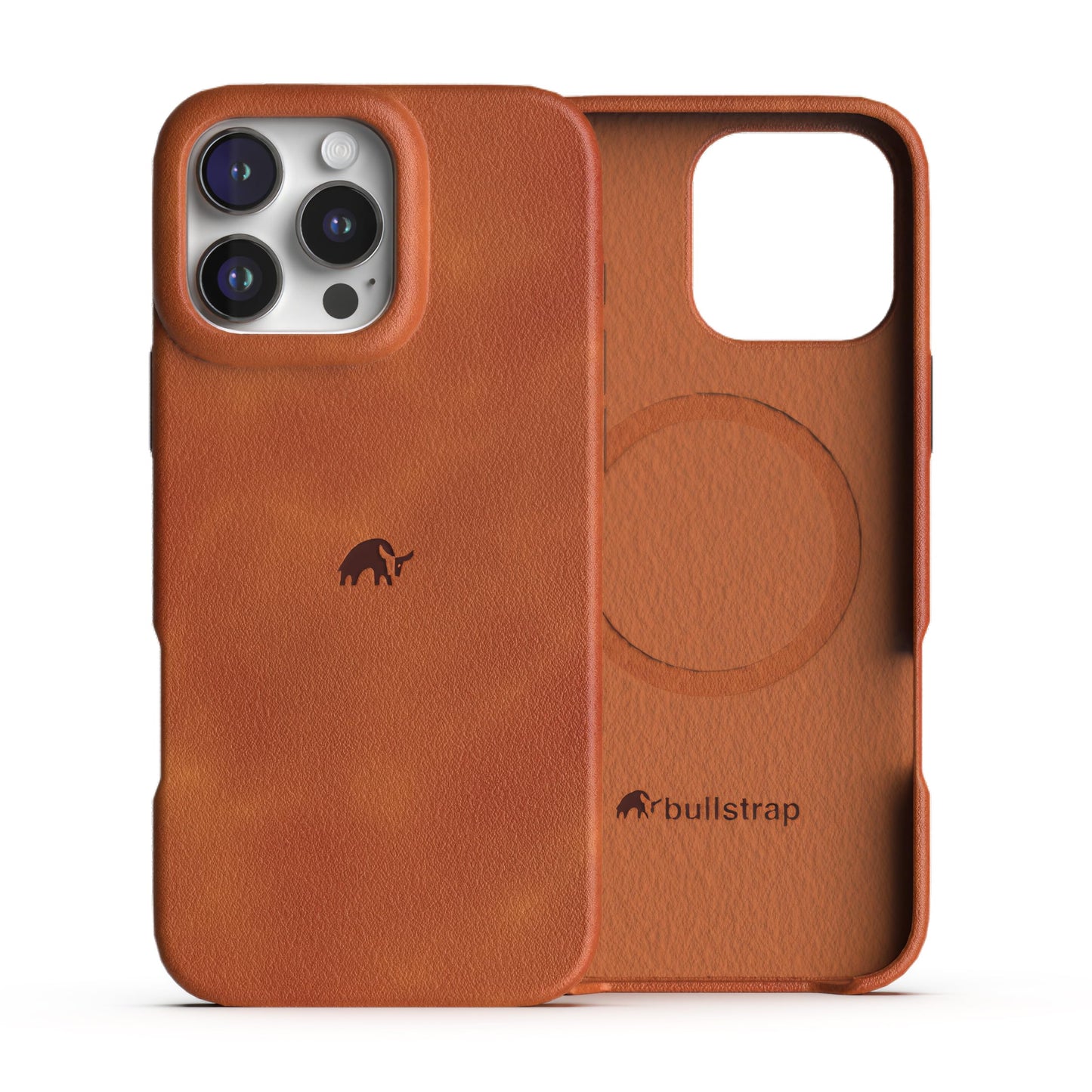Bullstrap Minimalist Open Bottom Handcrafted Leather Case for iPhone 16 Pro | MagSafe Compatible Premium Full-Grain iPhone 16 Pro Leather Case w/Beautiful & Unique Patina | Sienna