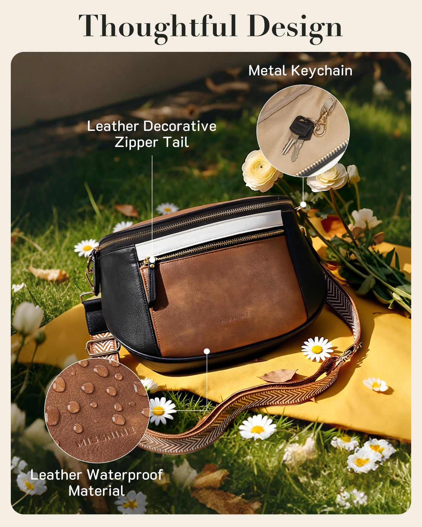 Missnine Crossbody Bags for Women, Vegan Leather Purses for Women Bum Bag Small Shoulder Handbags