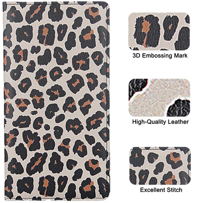 LumiMokki Premium Car Registration & Insurance Card Holder with Magnetic Shut, Vehicle Glove Box Car Organizer - For Documents, Cards, License (Leopard A)