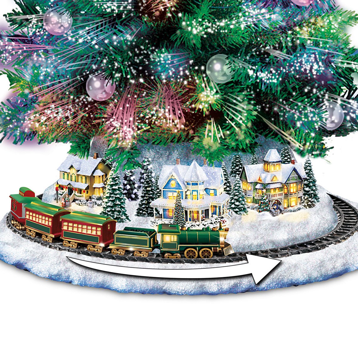 The Bradford Exchange Thomas Kinkade Holiday Sparkle Color-Changing Fiber-Optic Tabletop Christmas Tree