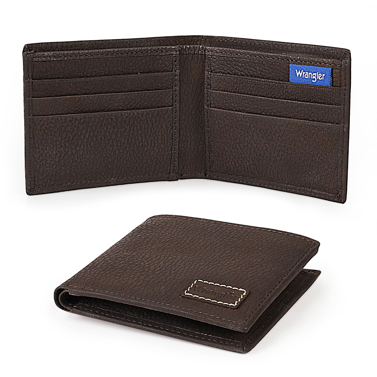 Wrangler Bifold Wallet for Men, Slim Casual Genuine Leather Purse, RFID Blocking, Gift for Him