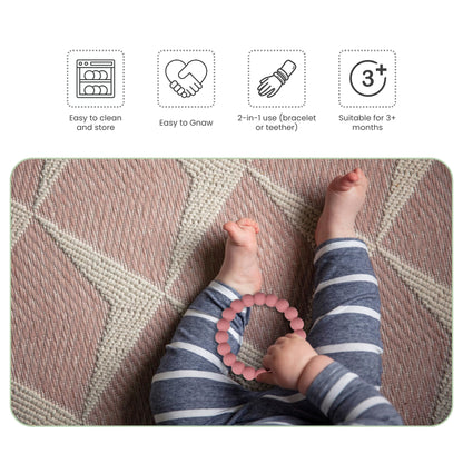 Nearbyme Silicone Teether Rings, 4 Neutral (White, Beige, etc.) Baby Teether Bracelets for 3m+ Babies to Self-Soothe